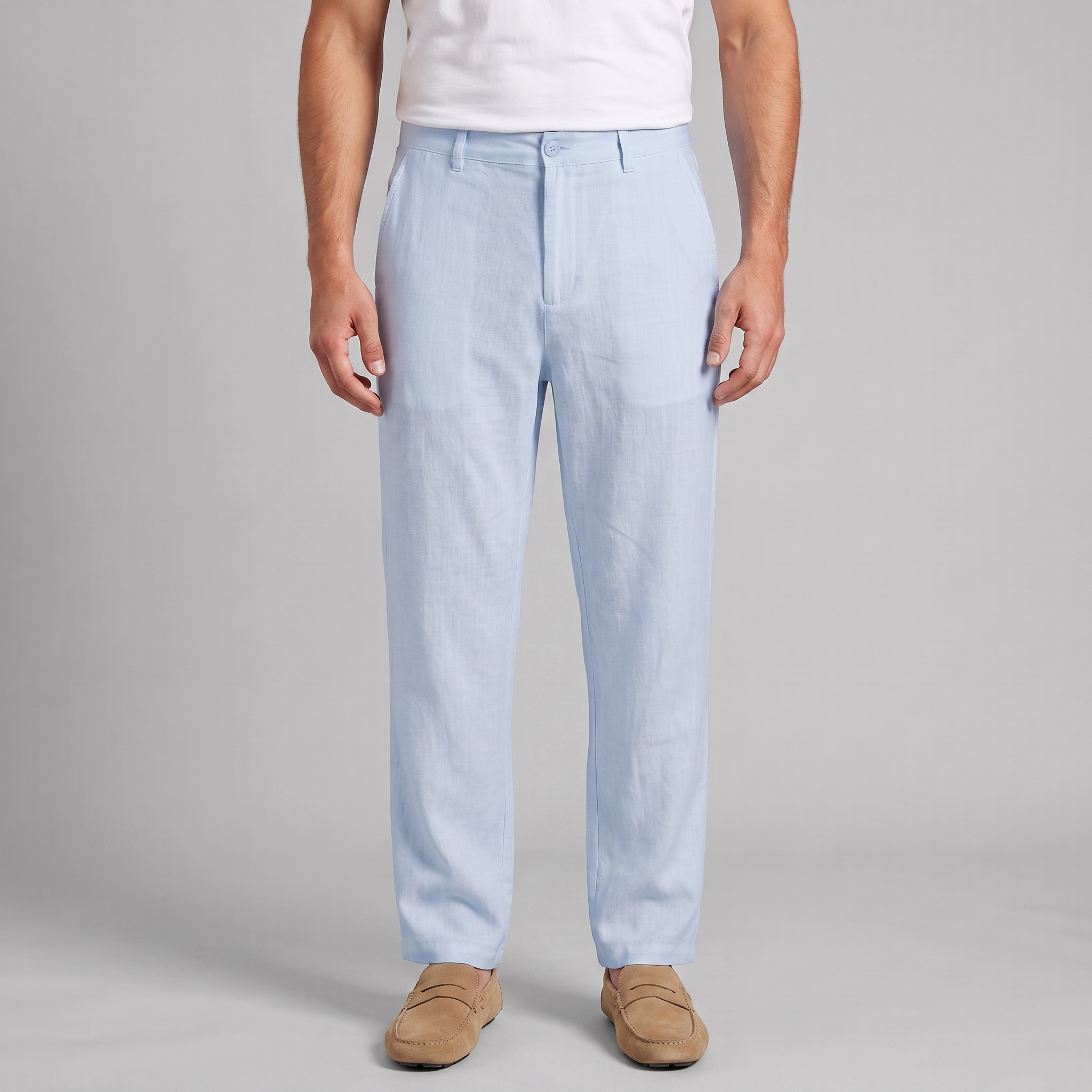 Men's Linen Blend Wide Leg Trousers