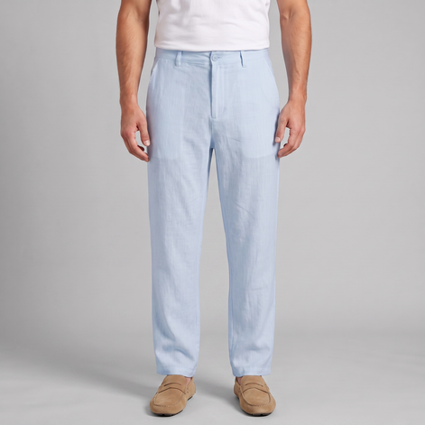 Men's Linen Blend Wide Leg Trousers