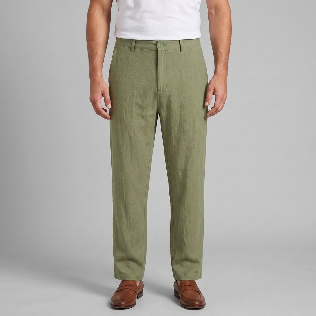 Men's Linen Blend Wide Leg Trousers