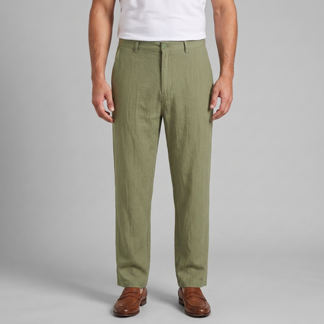 Men's Linen Blend Wide Leg Trousers