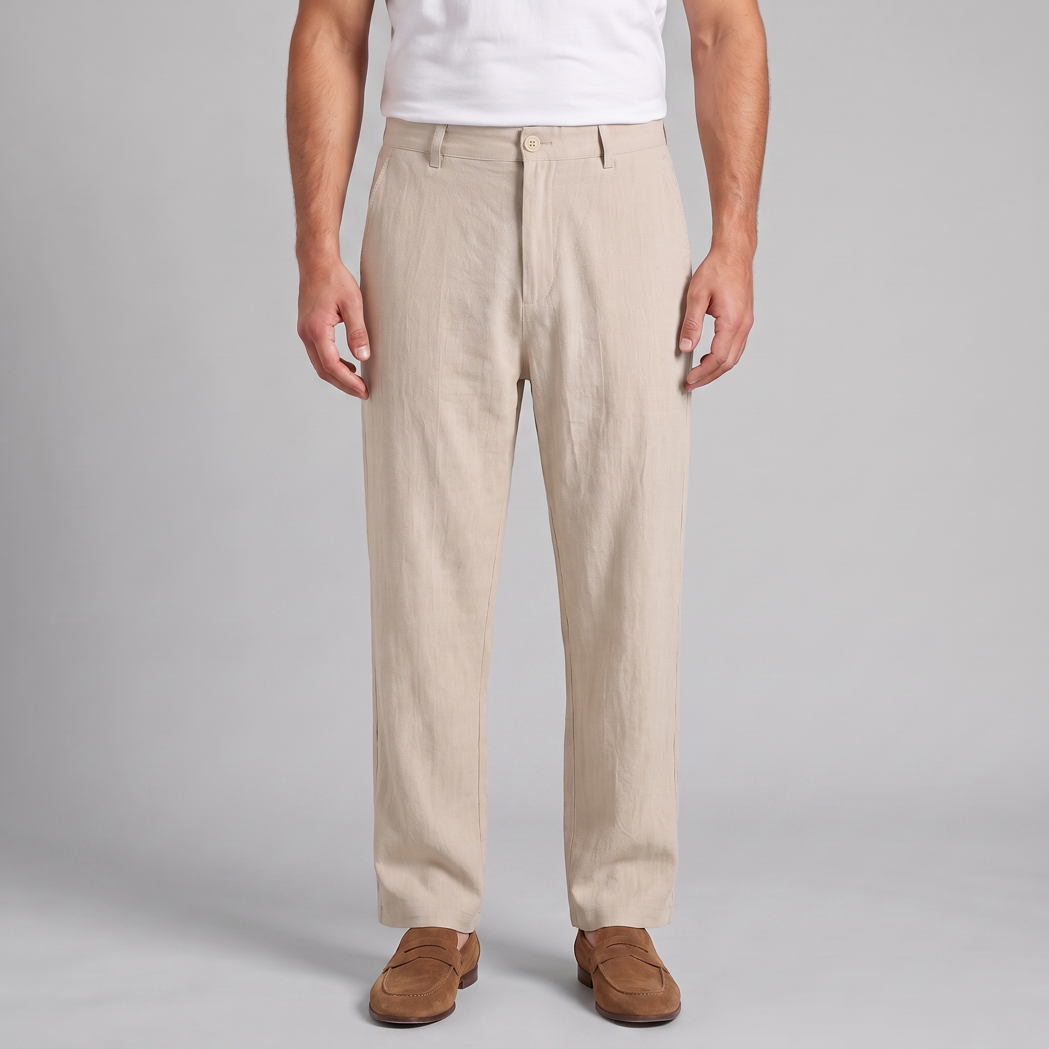 Men's Linen Blend Wide Leg Trousers