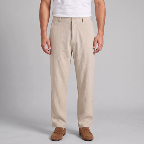 Men's Linen Blend Wide Leg Trousers