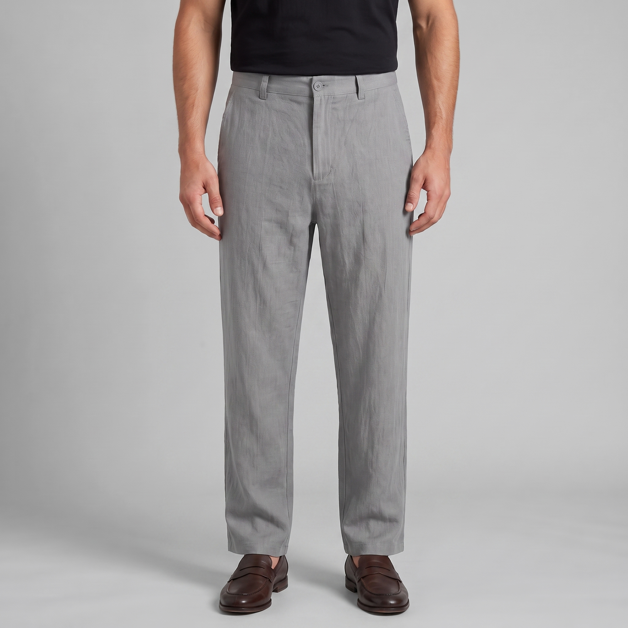 Men's Linen Blend Wide Leg Trousers