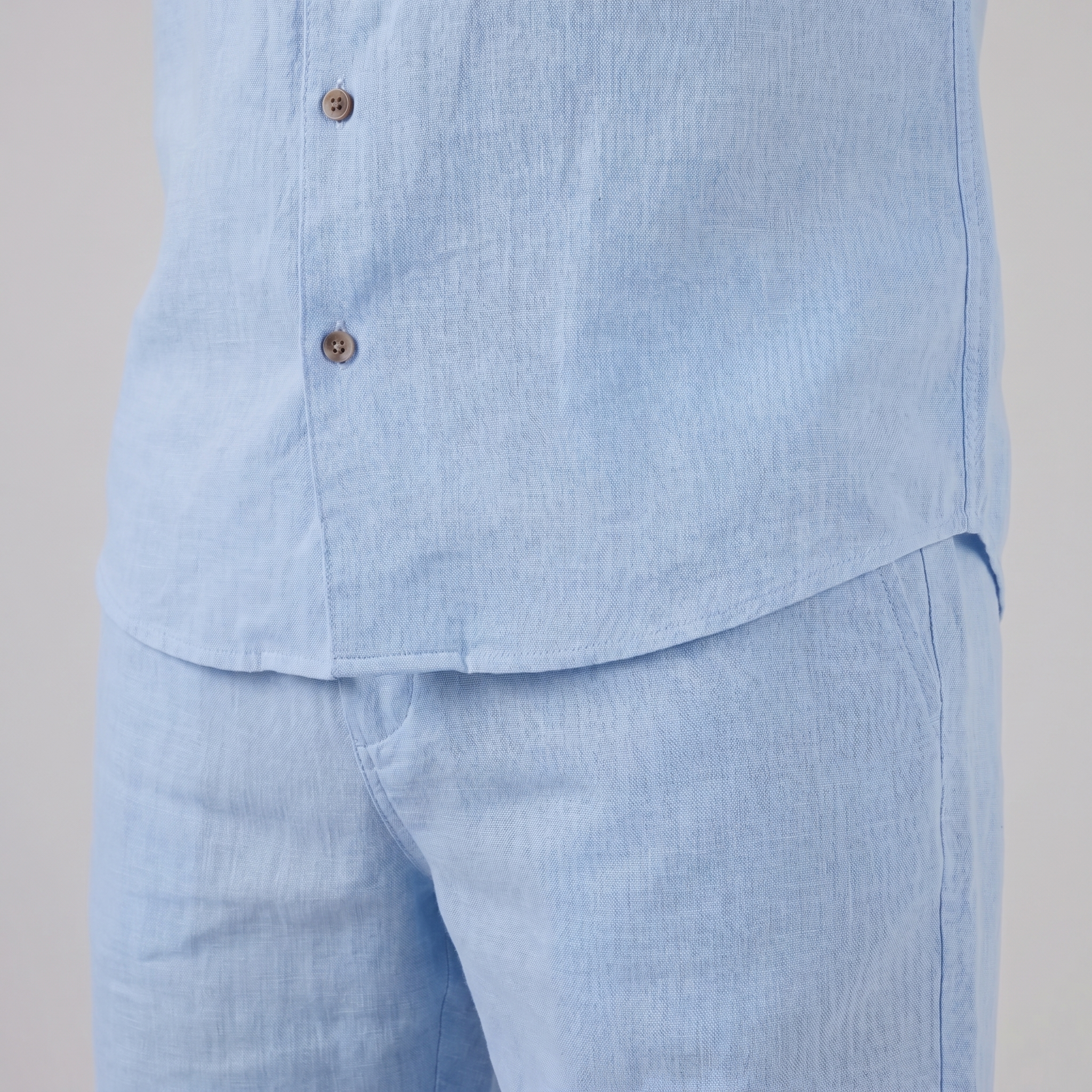 Men's Linen Camp Collar Shirt and Shorts Set
