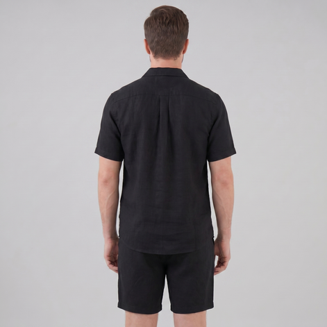 Men's Linen Camp Collar Shirt and Shorts Set