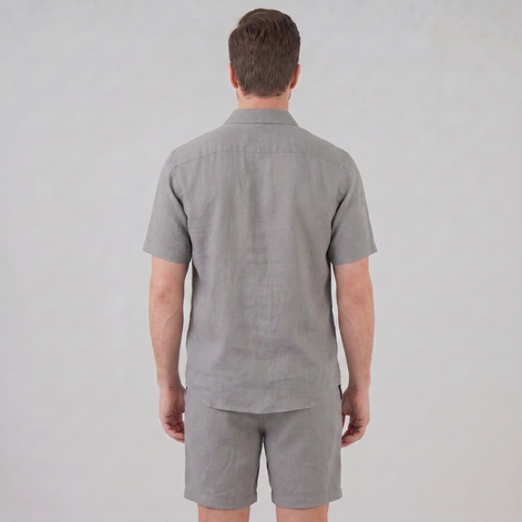 Men's Linen Camp Collar Shirt and Shorts Set