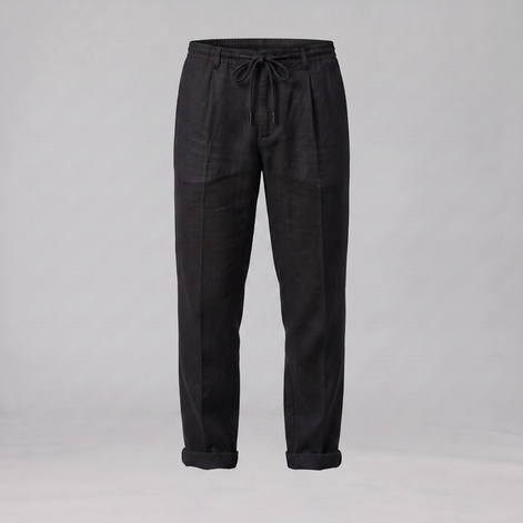 Men's Linen Drawstring Pleated Trousers