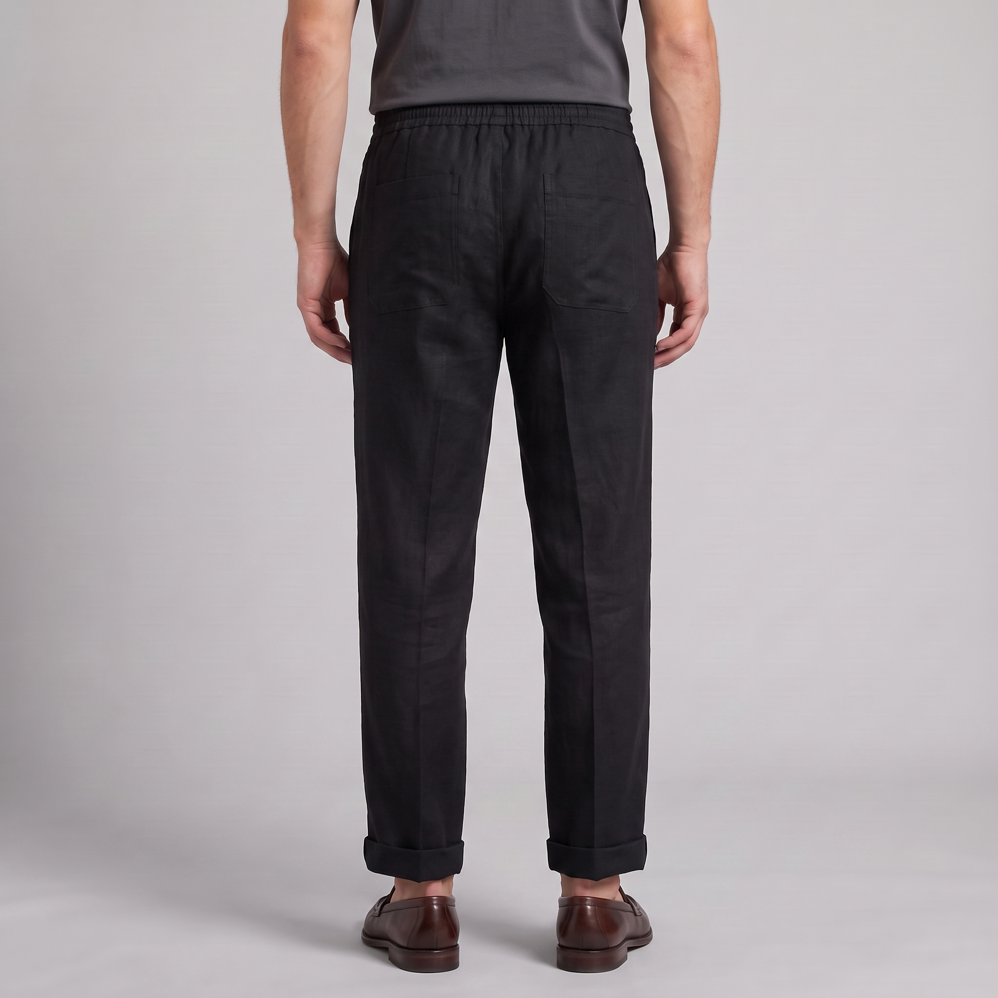 Men's Linen Drawstring Pleated Trousers