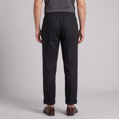 Men's Linen Drawstring Pleated Trousers