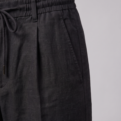 Men's Linen Drawstring Pleated Trousers