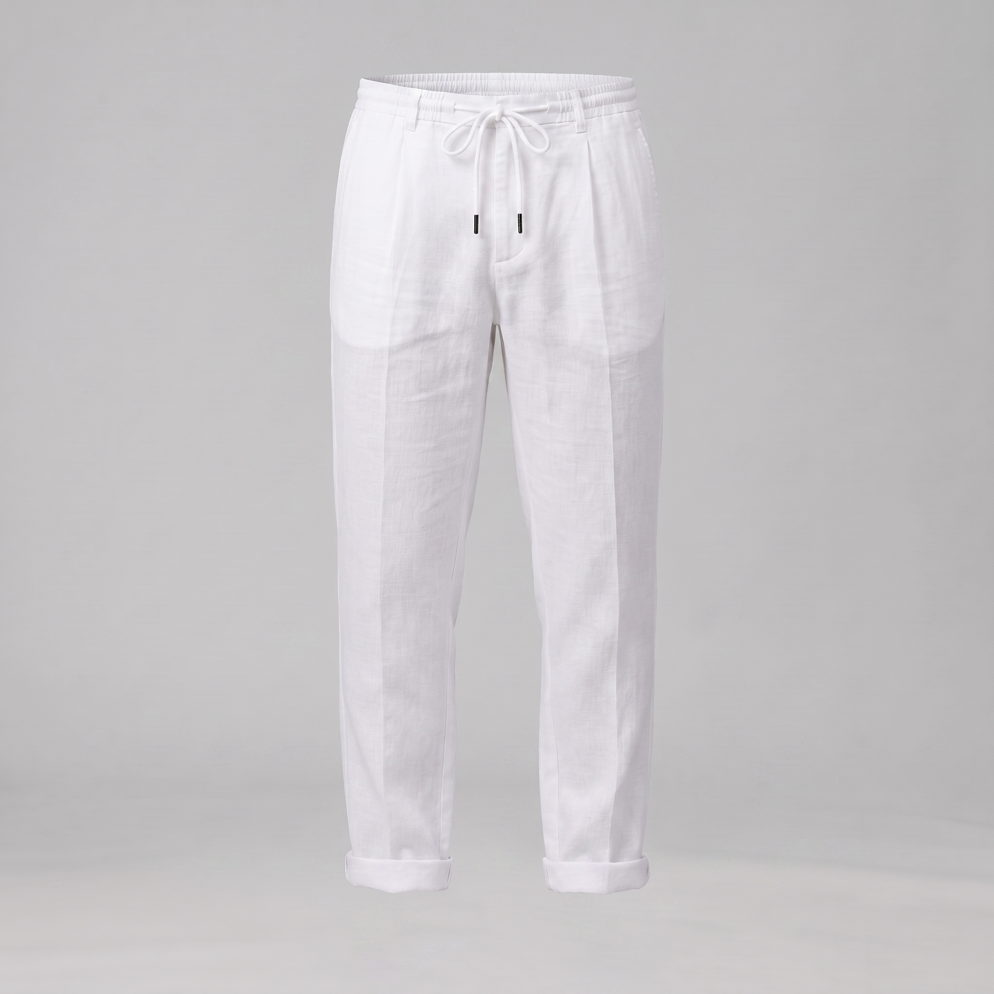 Men's Linen Drawstring Pleated Trousers