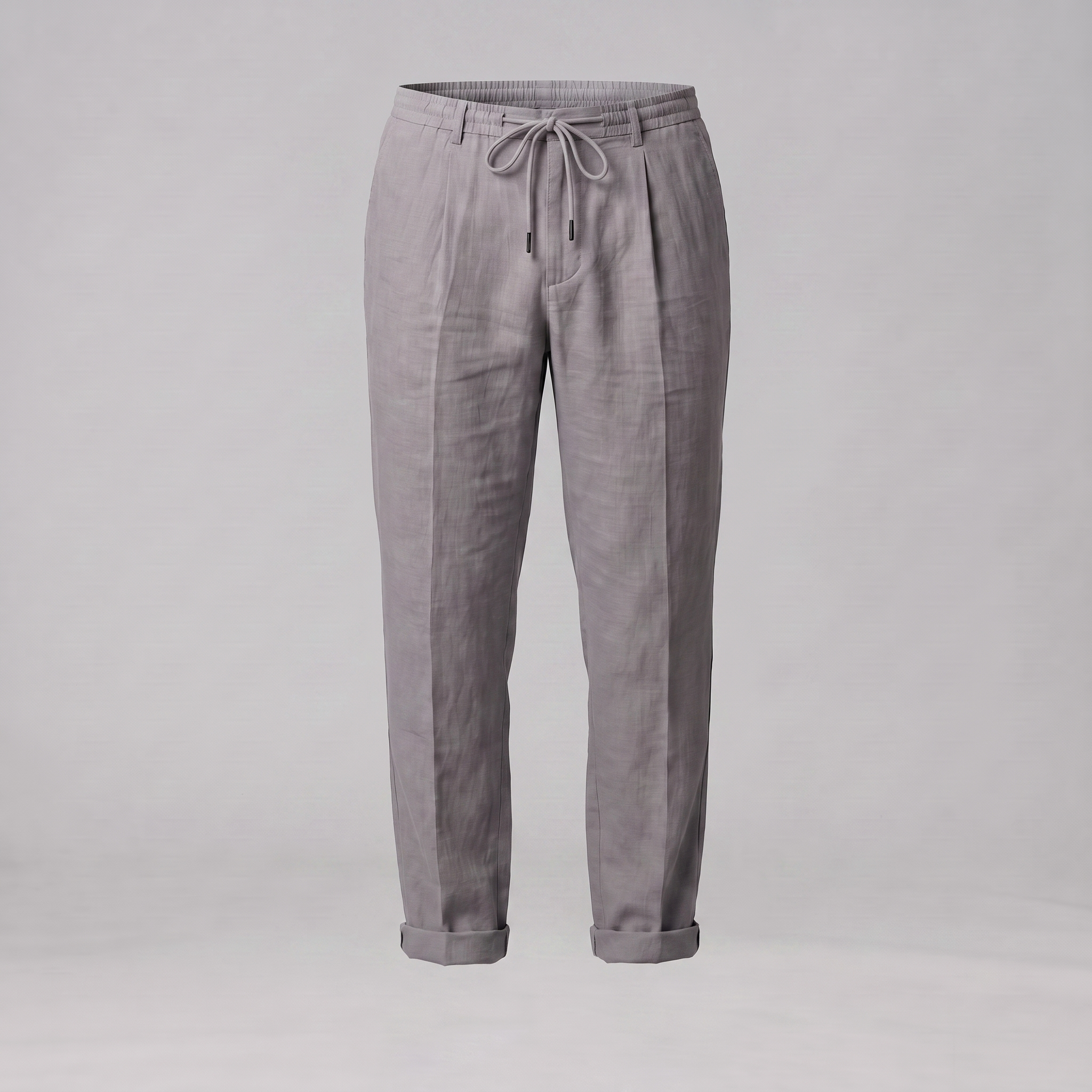 Men's Linen Drawstring Pleated Trousers
