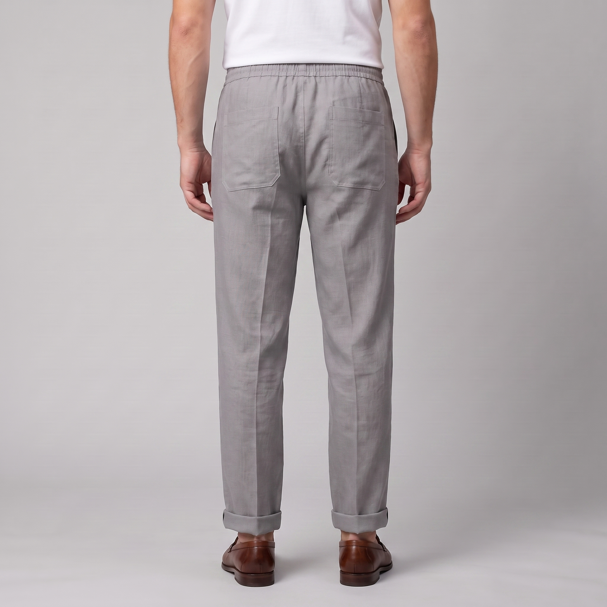 Men's Linen Drawstring Pleated Trousers