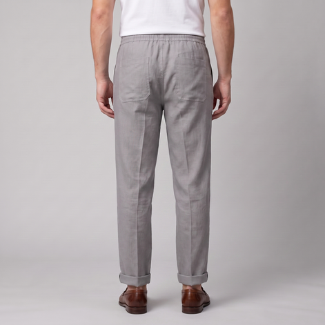 Men's Linen Drawstring Pleated Trousers