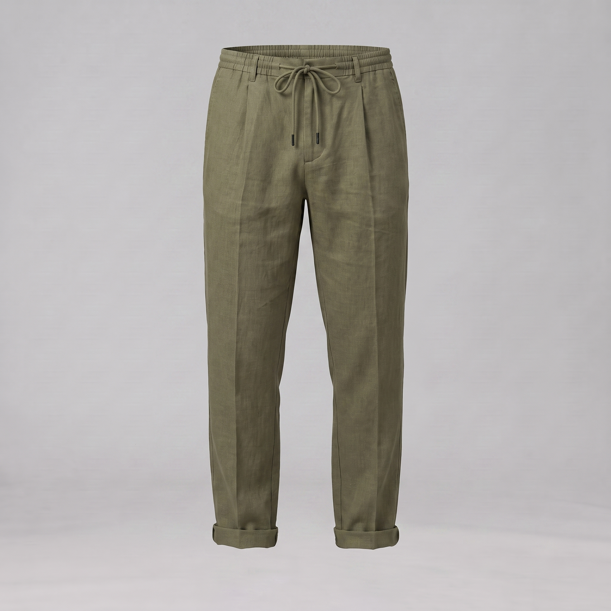 Men's Linen Drawstring Pleated Trousers