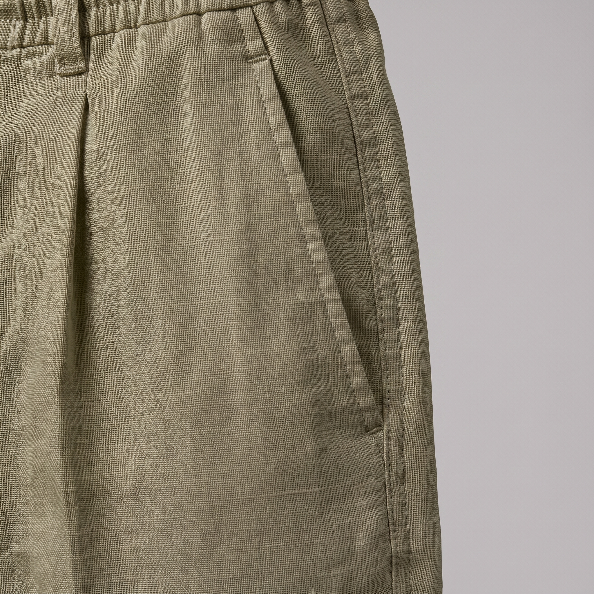 Men's Linen Drawstring Pleated Trousers