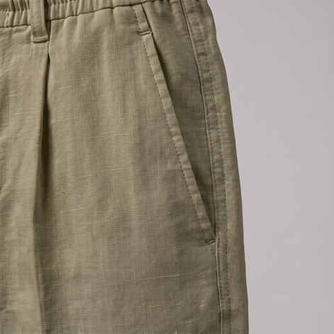 Men's Linen Drawstring Pleated Trousers