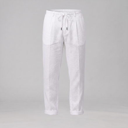Men's Linen Drawstring Pleated Trousers