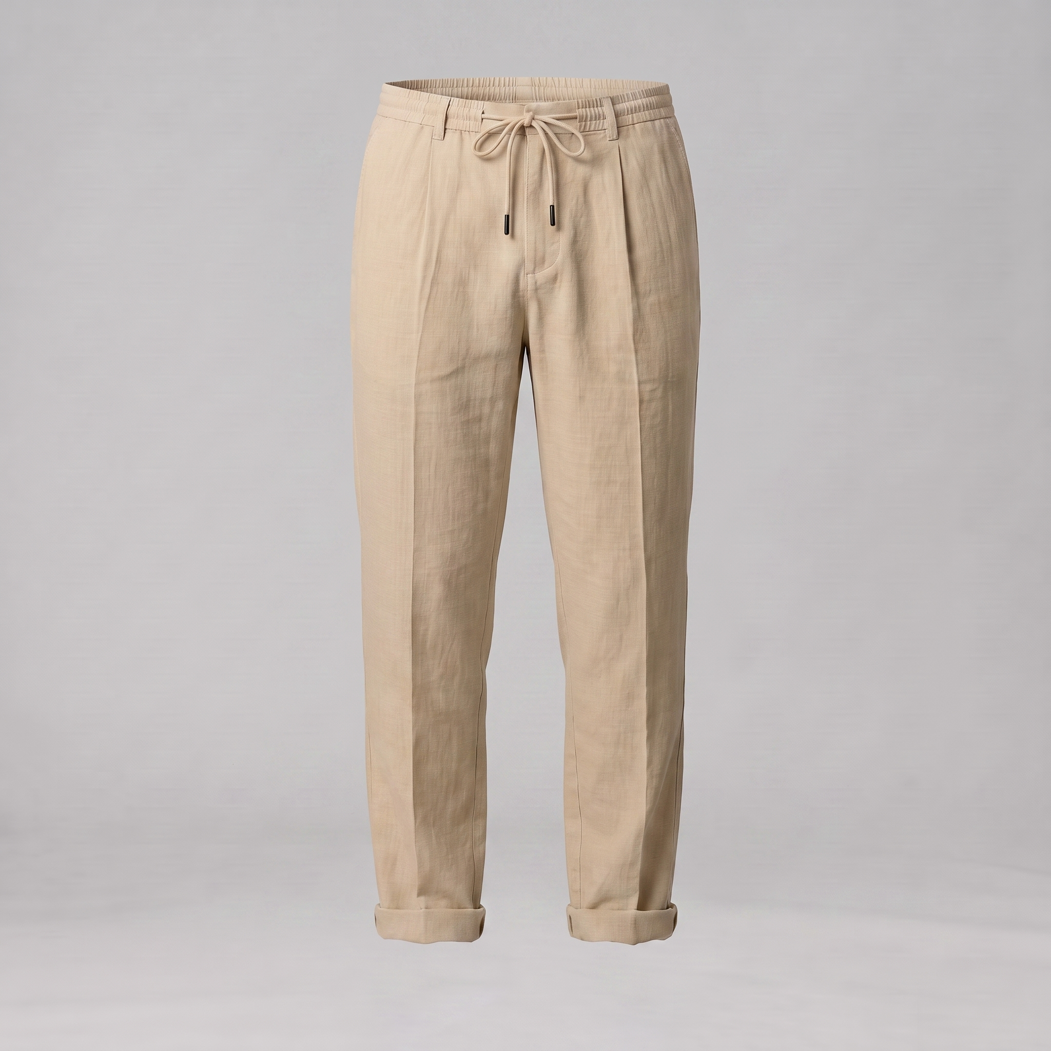 Men's Linen Drawstring Pleated Trousers