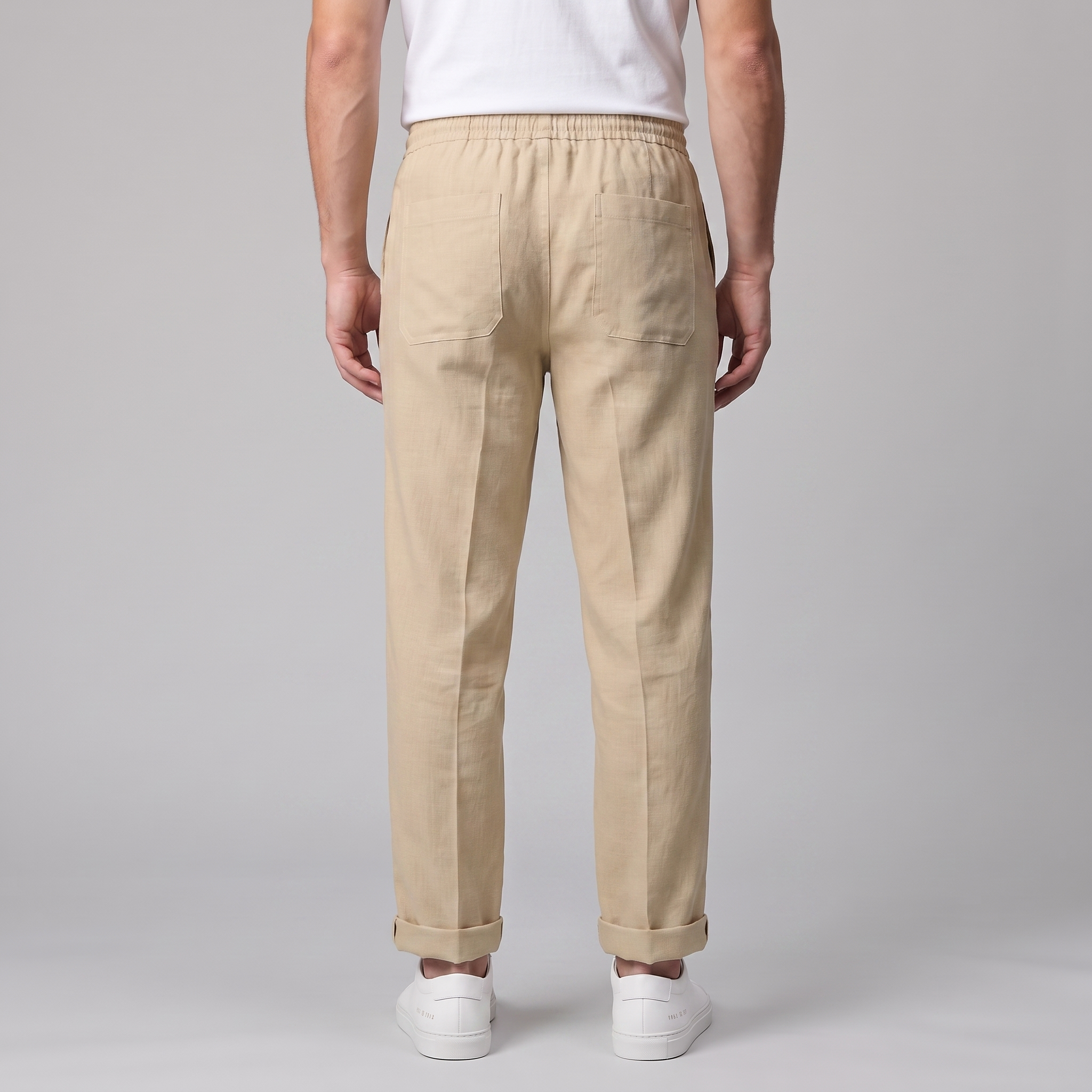 Men's Linen Drawstring Pleated Trousers