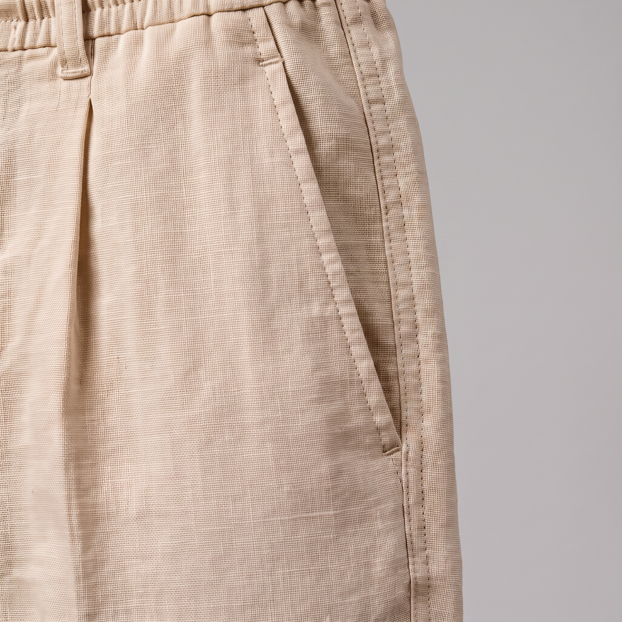Men's Linen Drawstring Pleated Trousers