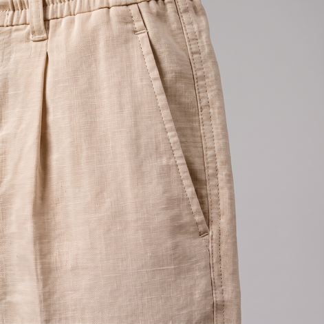 Men's Linen Drawstring Pleated Trousers