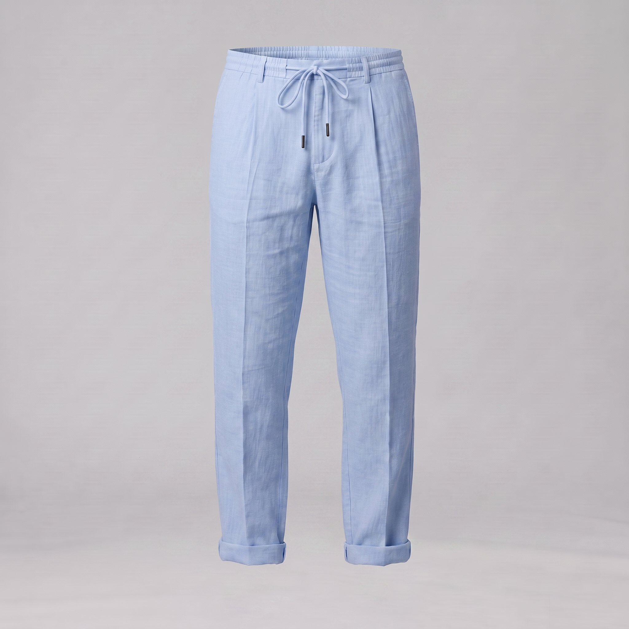 Men's Linen Drawstring Pleated Trousers