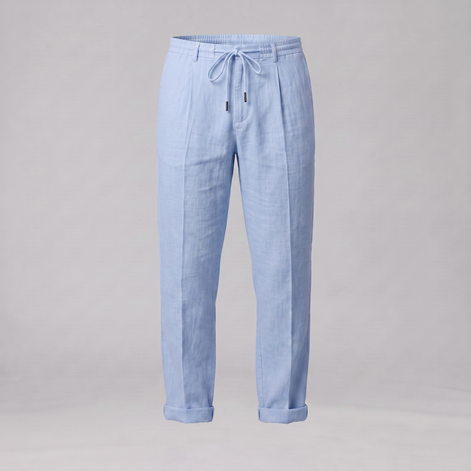 Men's Linen Drawstring Pleated Trousers