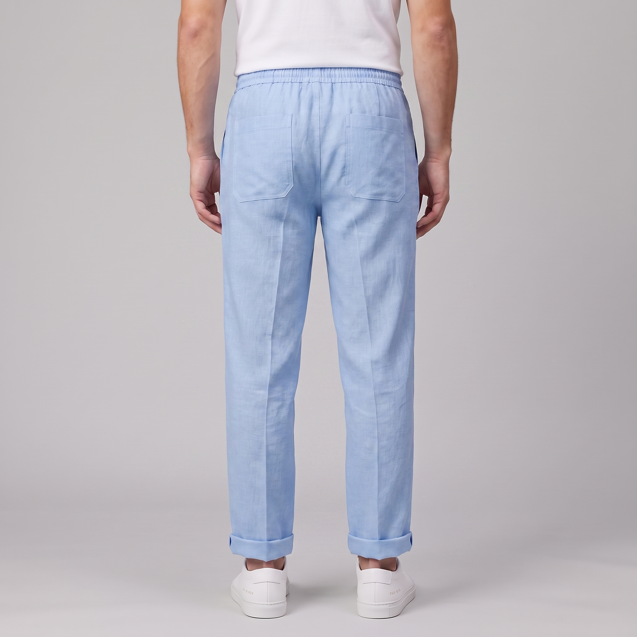 Men's Linen Drawstring Pleated Trousers