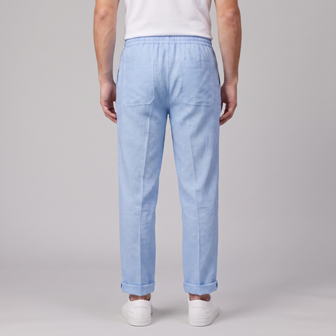Men's Linen Drawstring Pleated Trousers