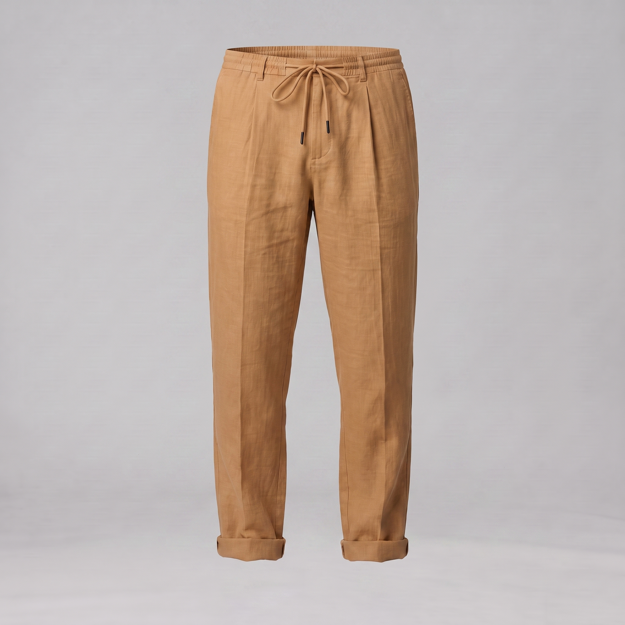 Men's Linen Drawstring Pleated Trousers