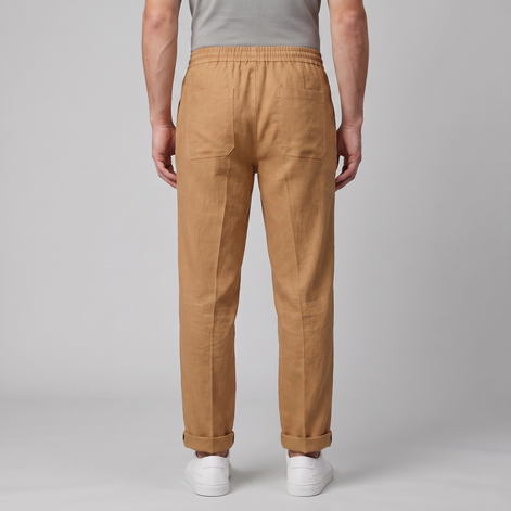 Men's Linen Drawstring Pleated Trousers