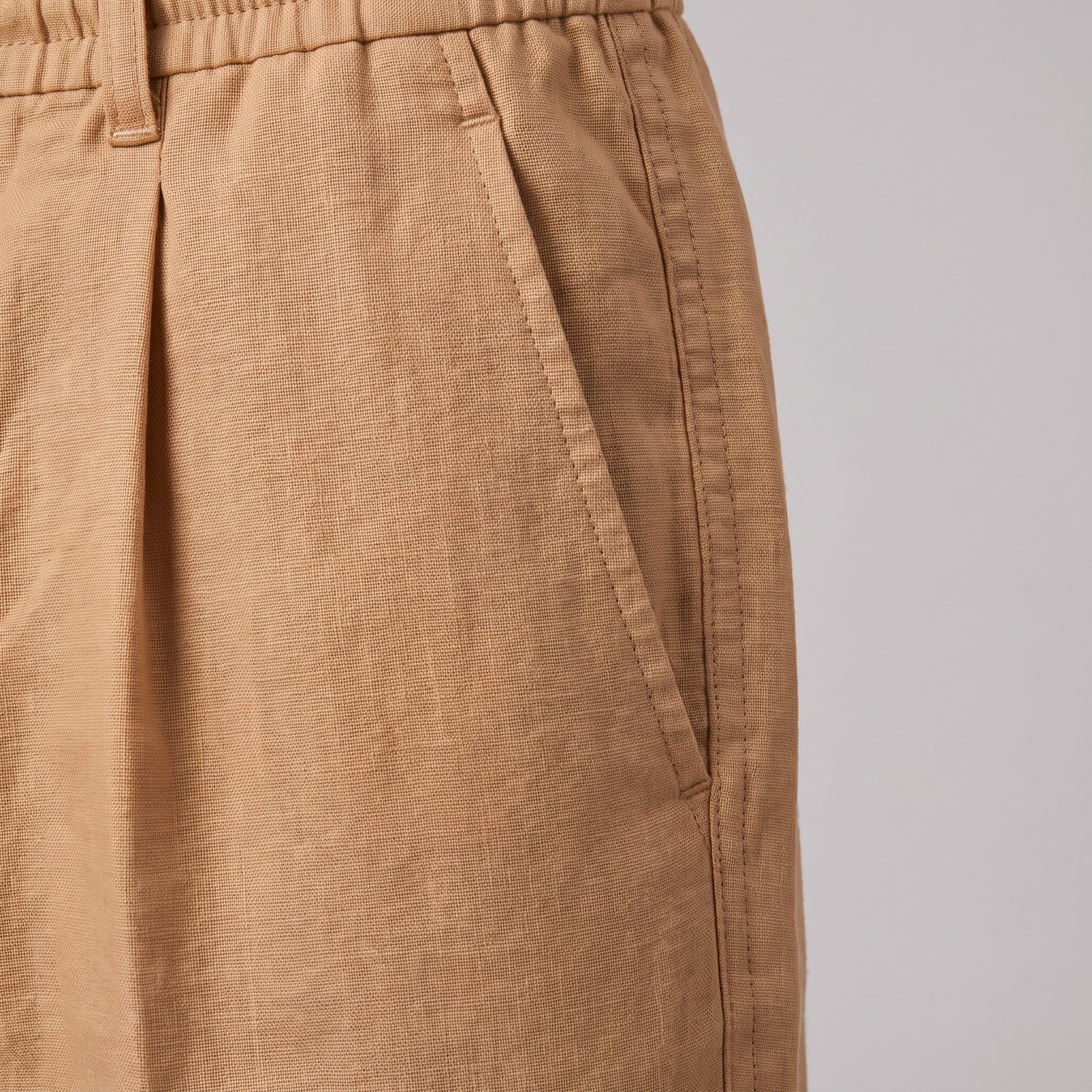 Men's Linen Drawstring Pleated Trousers