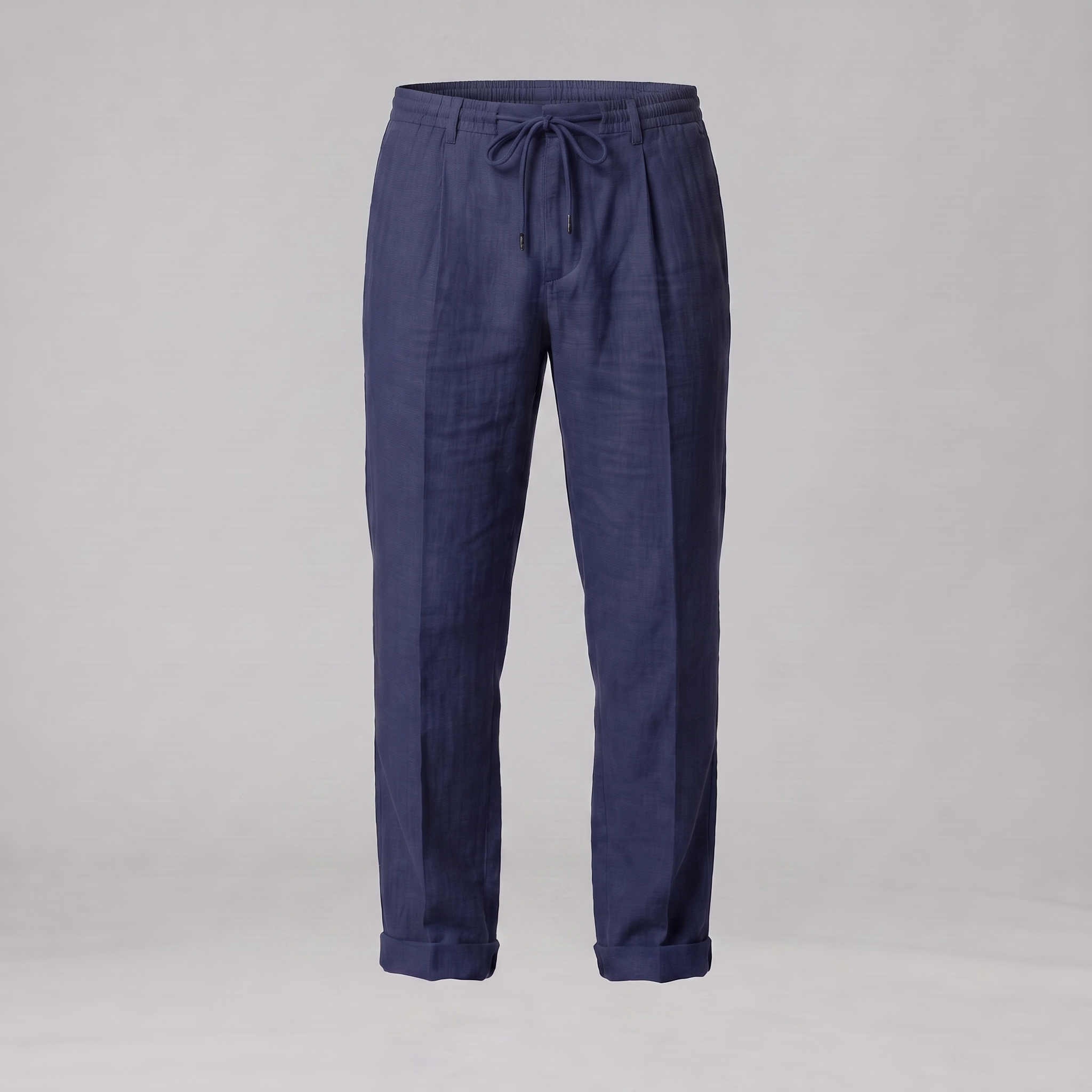 Men's Linen Drawstring Pleated Trousers