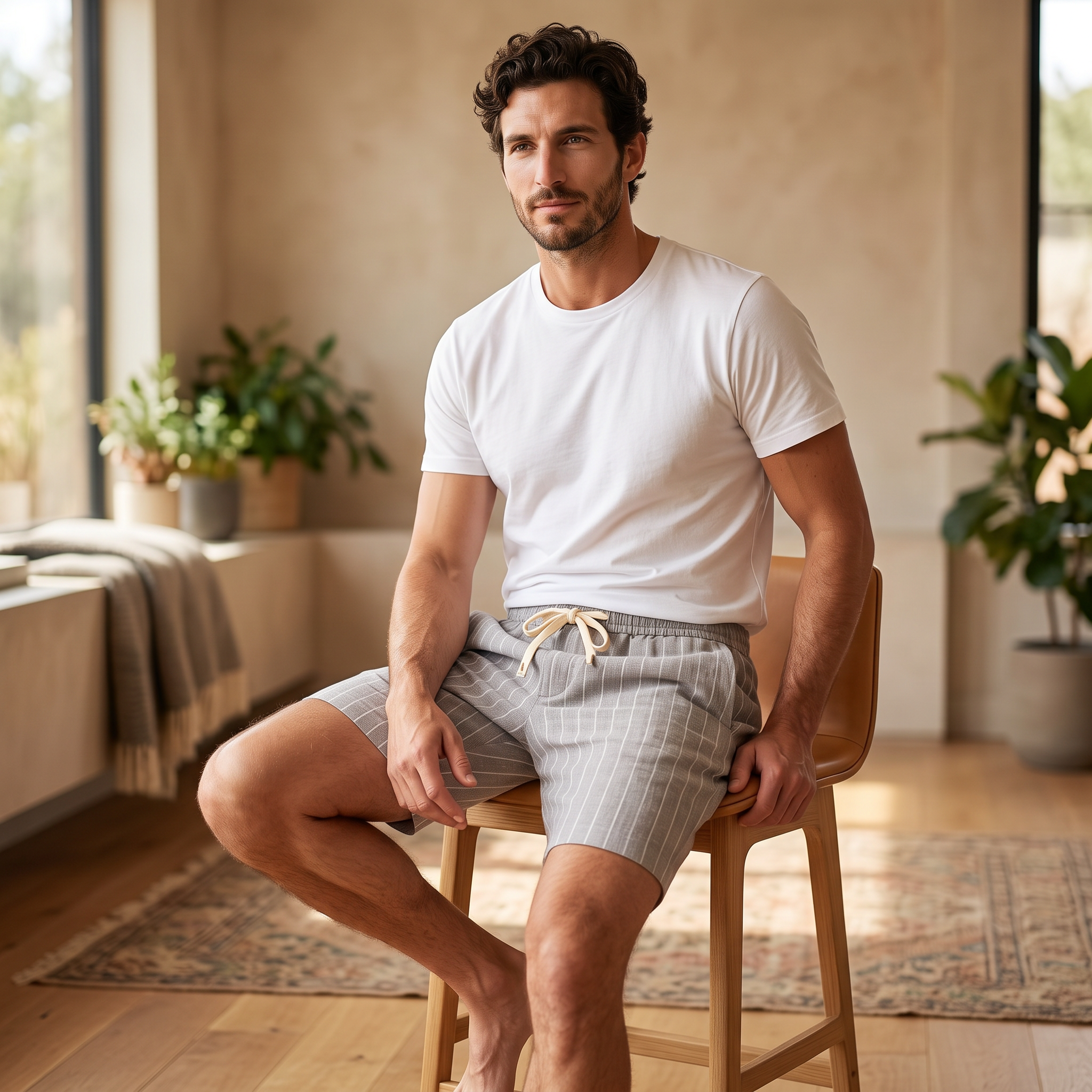 Men's Linen Pinstripe Summer Shorts