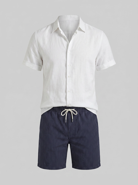Men's Linen Shirt and Swim Shorts Set