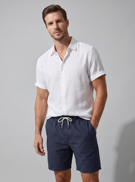 Men's Linen Shirt and Swim Shorts Set