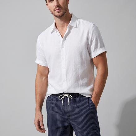 Men's Linen Shirt and Swim Shorts Set