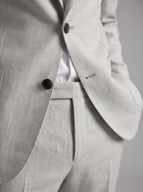 Men's Linen Slim-Fit Suit for Summer Weddings and Events