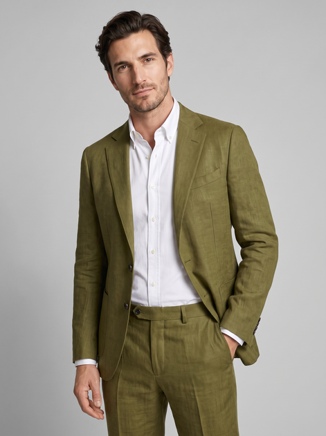 Men's Linen Slim-Fit Suit for Summer Weddings and Events