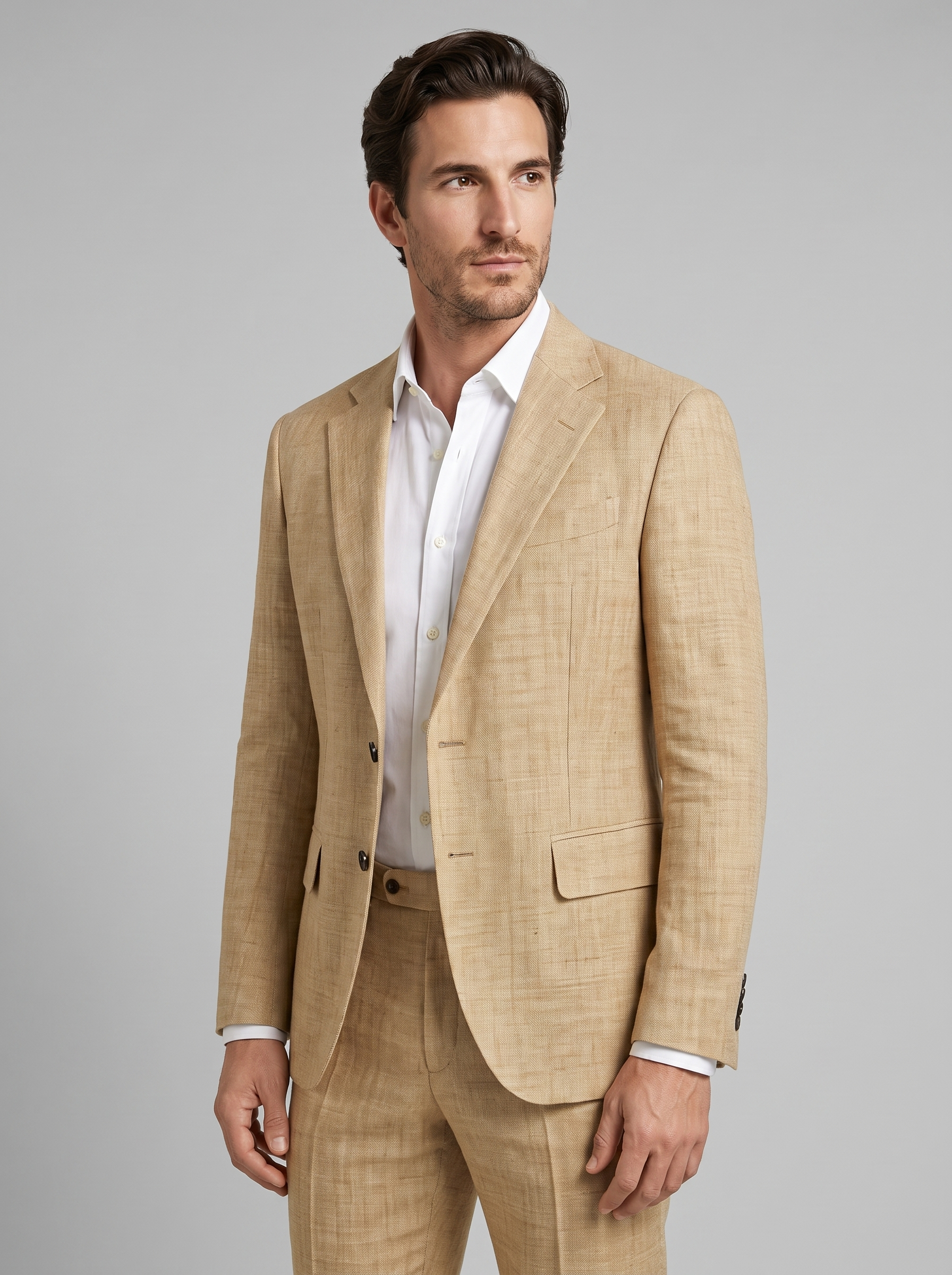 Men's Linen Slim-Fit Suit for Summer Weddings and Events