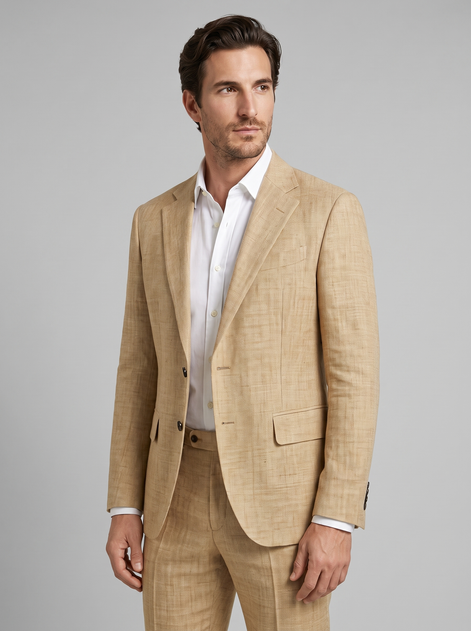 Men's Linen Slim-Fit Suit for Summer Weddings and Events