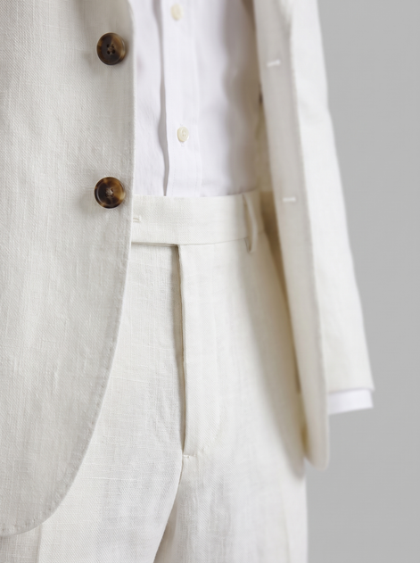 Men's Linen Slim-Fit Suit for Summer Weddings and Events