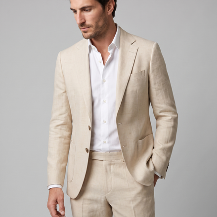 Men's Linen Slim-Fit Suit for Summer Weddings and Events