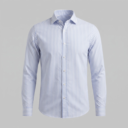 Men's Linen Vertical Stripe Dress Shirt