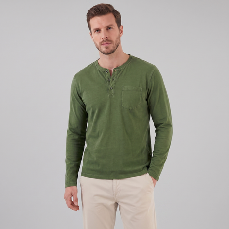 Men's Vintage Long Sleeve Henley Shirt