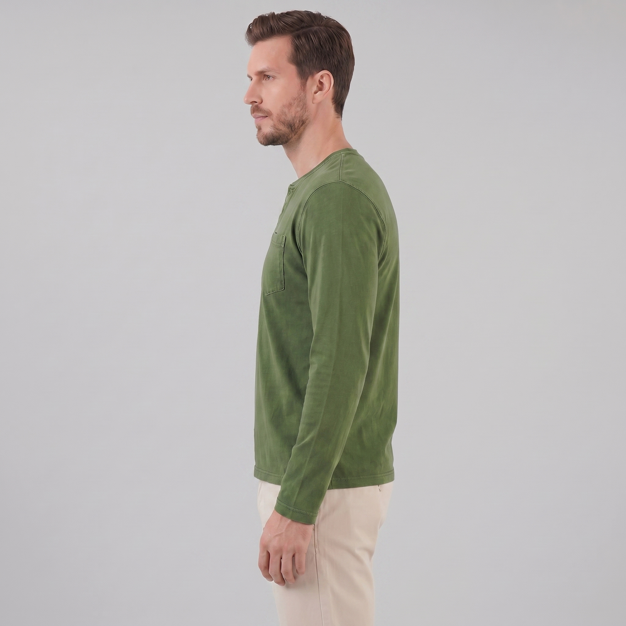 Men's Vintage Long Sleeve Henley Shirt