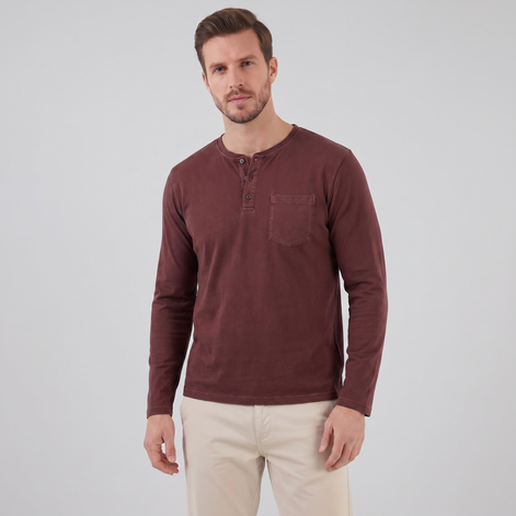 Men's Vintage Long Sleeve Henley Shirt