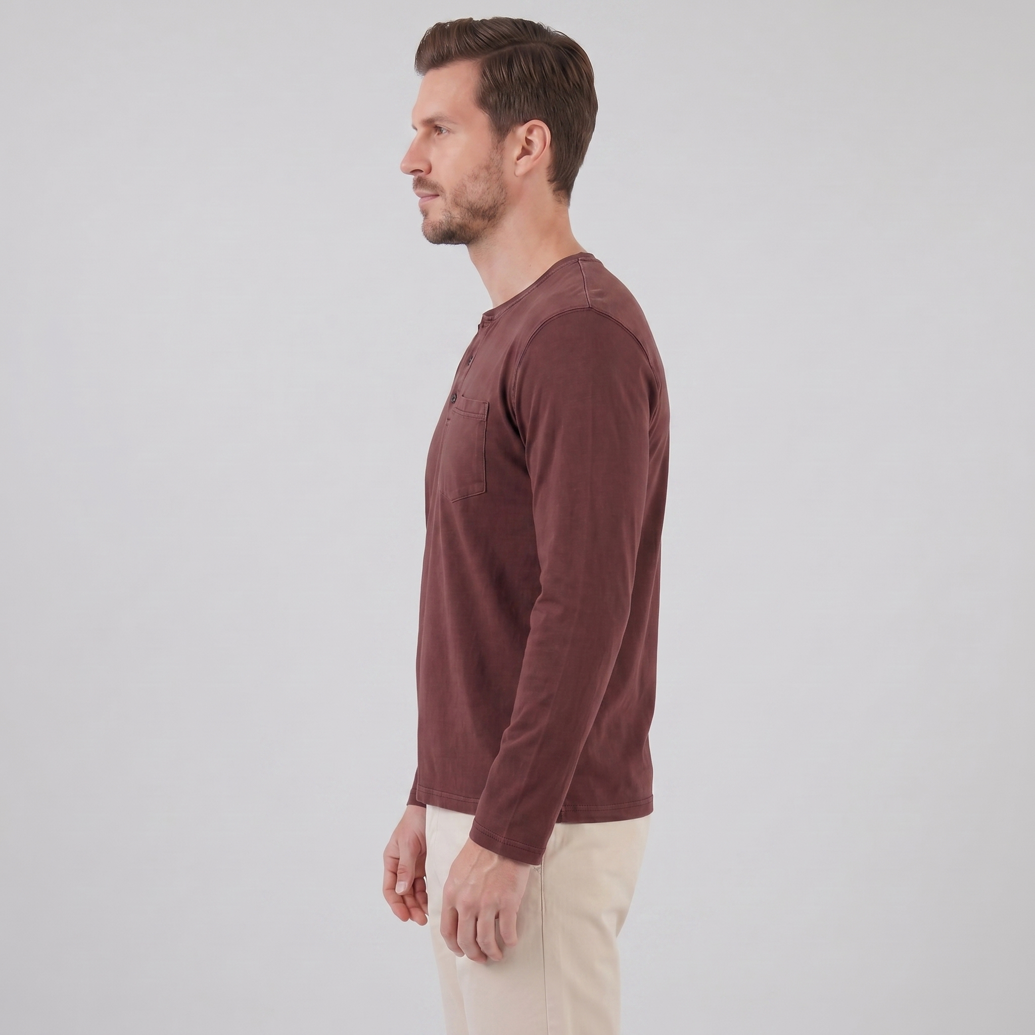 Men's Vintage Long Sleeve Henley Shirt