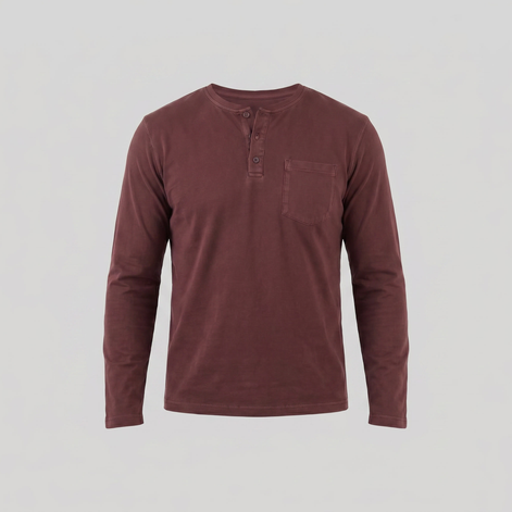 Men's Vintage Long Sleeve Henley Shirt